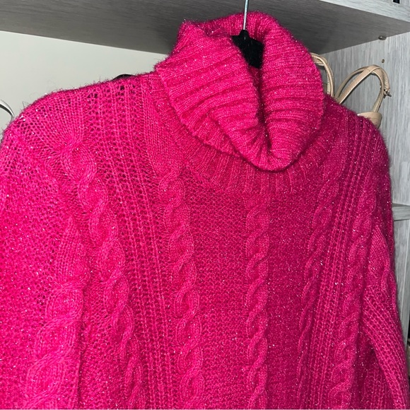 Versace Hot Pink Metallic Warm Sweater Cable Knit - Picture 3 of 6